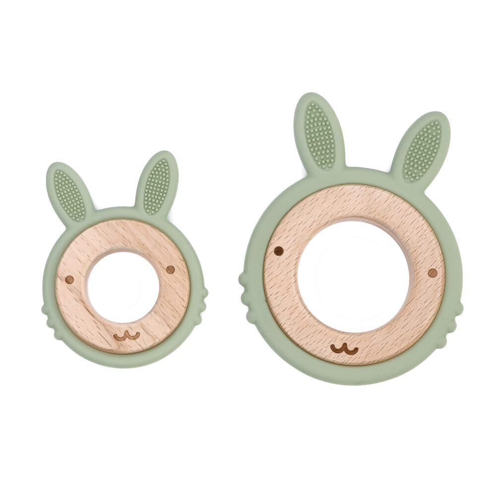 Siliconen bijtring konijn groothandel baby accessoires littlejo little jo licht tijm bpa vrij