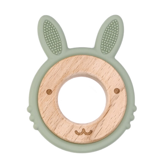Siliconen bijtring konijn groothandel baby accessoires littlejo little jo licht tijm bpa vrij