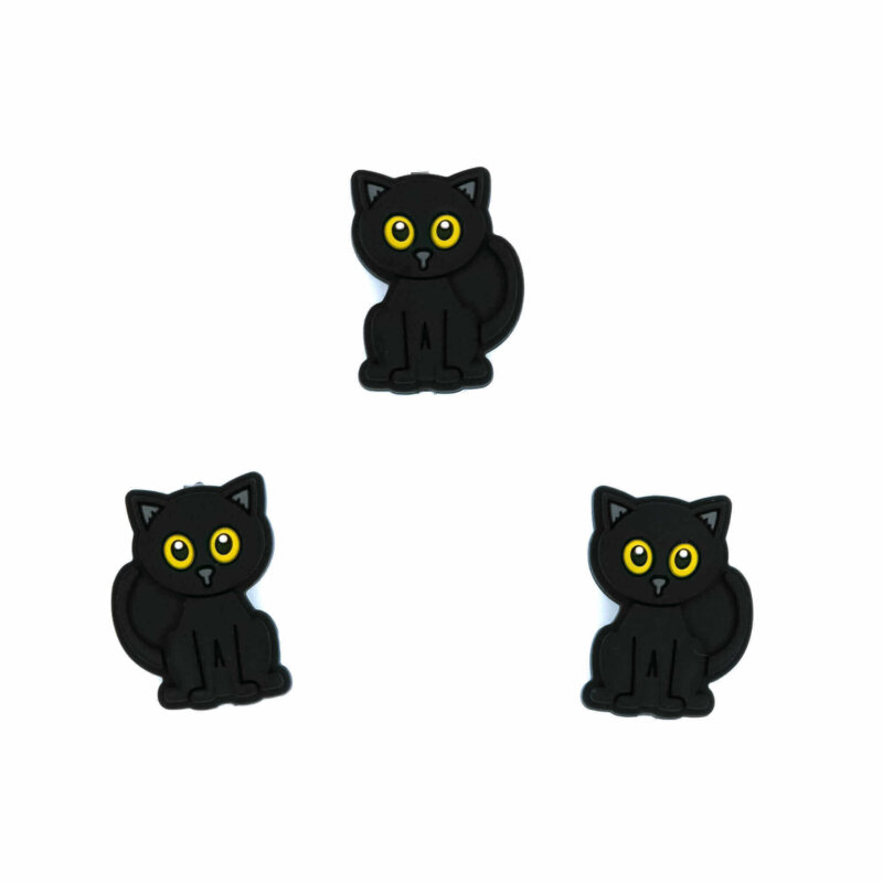 Anneau de dentition pour tétine avec perles en silicone, chat noir, animal d'halloween