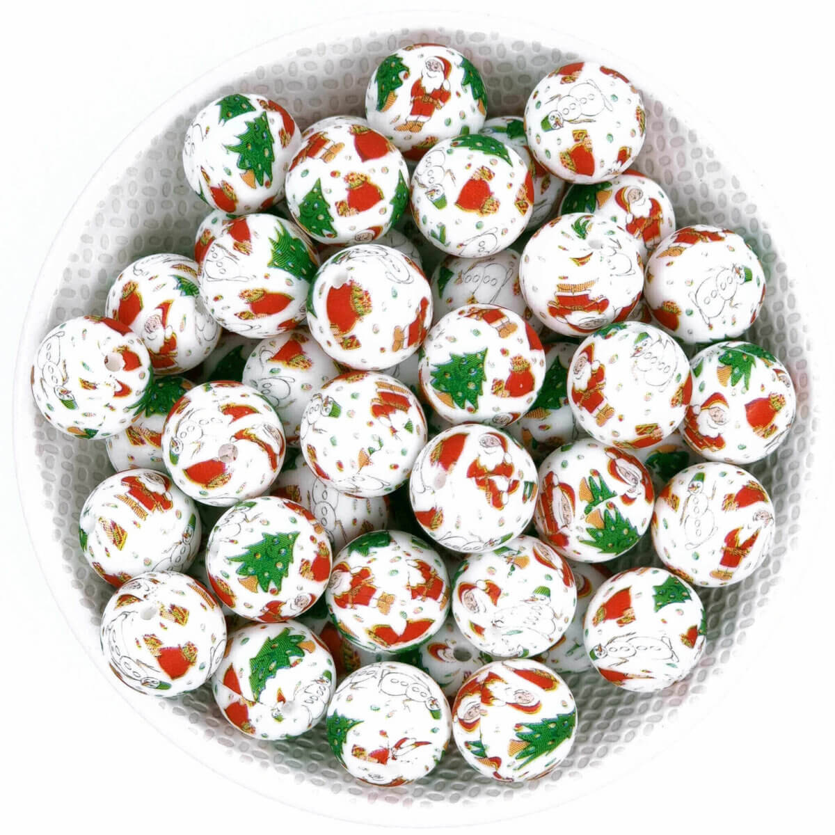 Silicone beads Christmas Print wholesale bpa free pacifier cord teething ring
