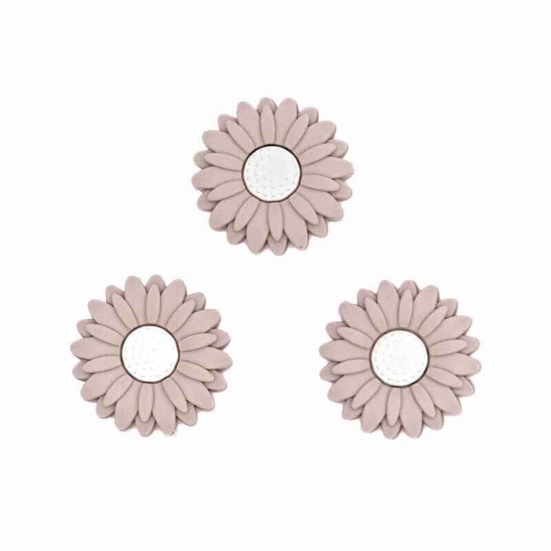 Silikonperlen Gänseblümchen taupe Kokosnuss Schnuller Schnur Beißring Blume Großhandel