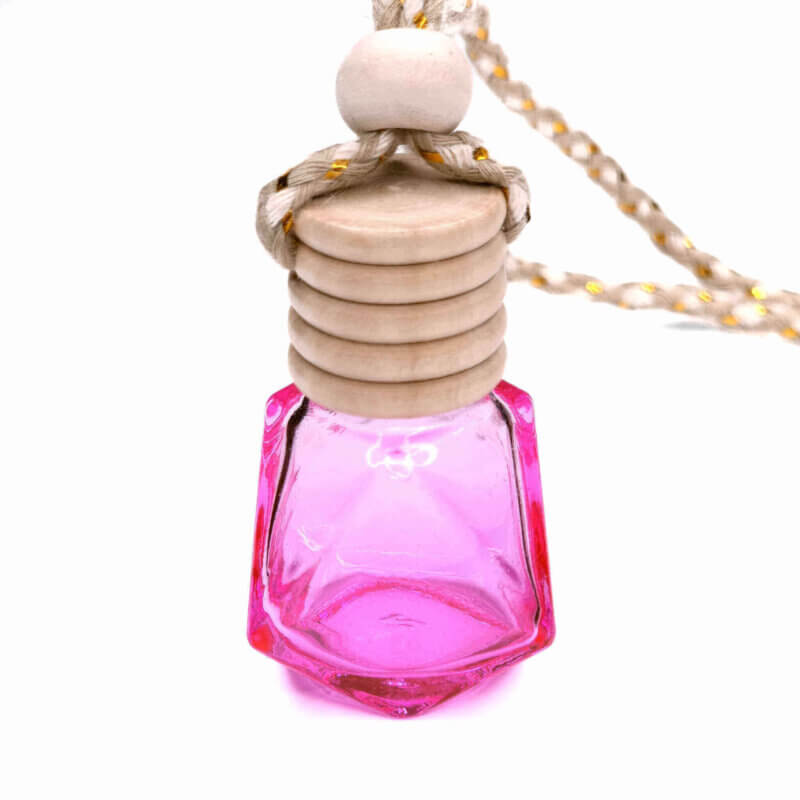 Auto parfum diffuser fles geur hanger siliconen kralen DIY luchtverfrisser roze zijwaarts