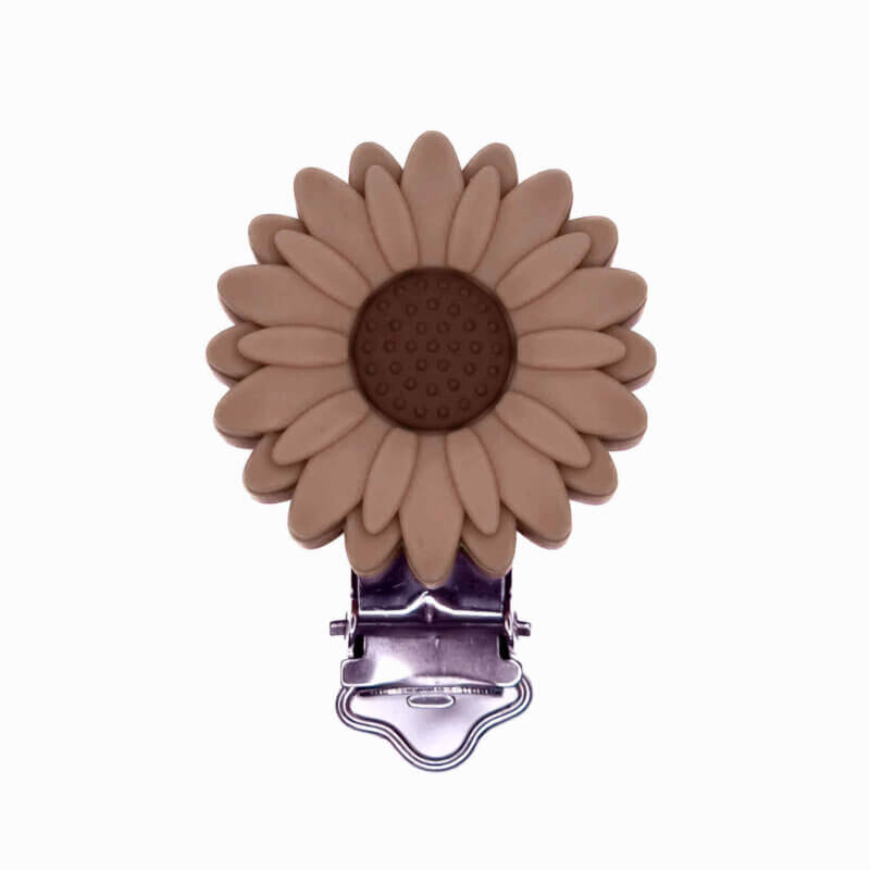 Attache-sucette silicone daisy flower wholesale bpa free dummy cordon pram string anneau de dentition milk chocolate