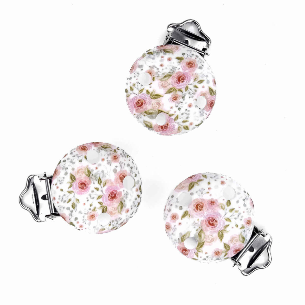 Speenclip siliconen pink roses roos print groothandel bpa vrij speenkoord wagenspanner bijtring exclusief 3 stuks