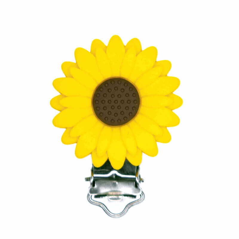 Speenclip siliconen daisy bloem groothandel bpa vrij speenkoord wagenspanner bijtring zonnebloem