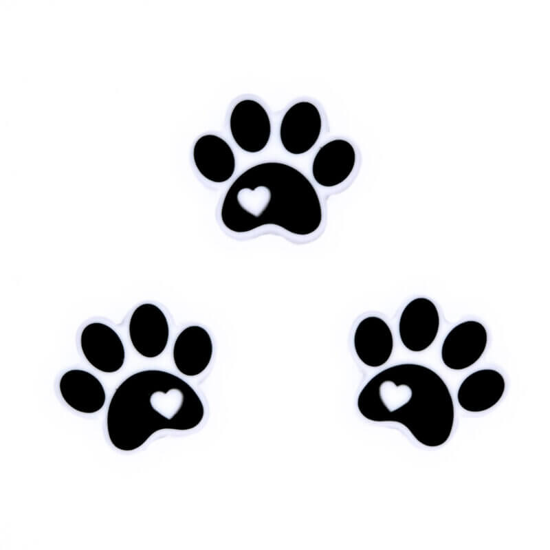 Perles de silicone animaux pieds chiens pattes blanc tétine anneau de dentition wholesale bpa free