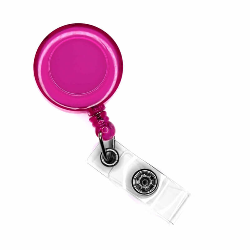 Badge reel badge holder drawstring silicone beads cyclamen transparent