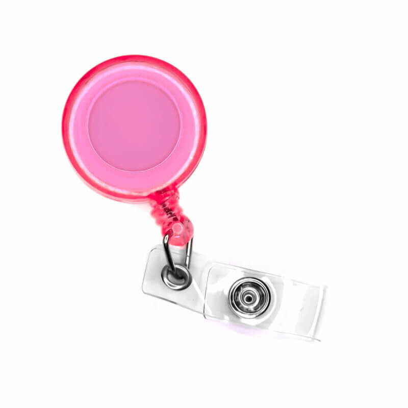 Abzeichenrolle Abzeichenhalter Kordelzug Silikonperlen neon pink transparent