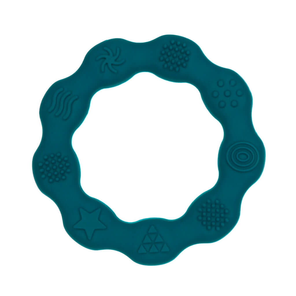 Bijtring siliconen reliëf rond meerdere vormen speenkoord bijtring bpa vrij groothandel dark teal