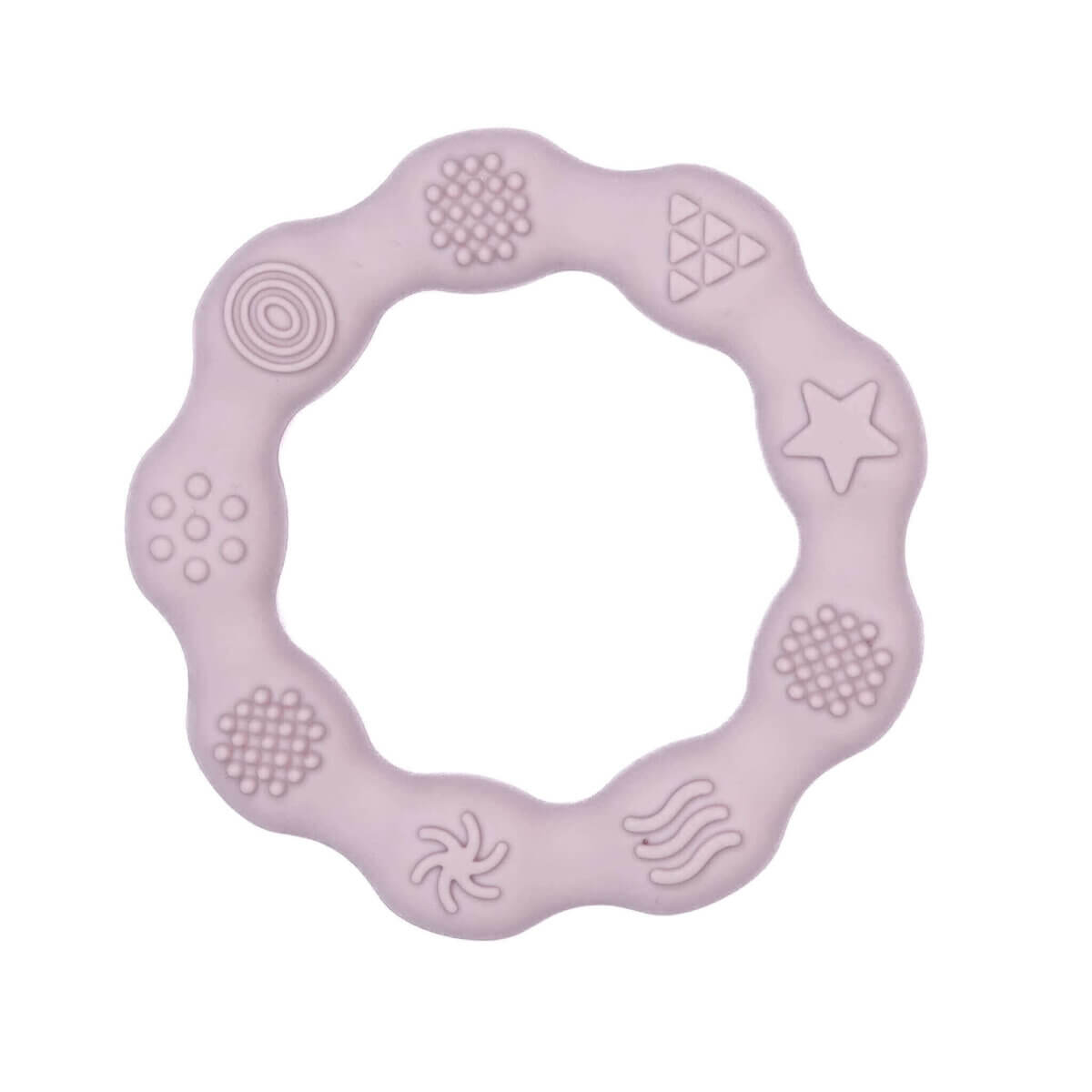 Anneau de dentition silicone rond embossé formes multiples tétine anneau de dentition bpa free wholesale old pink