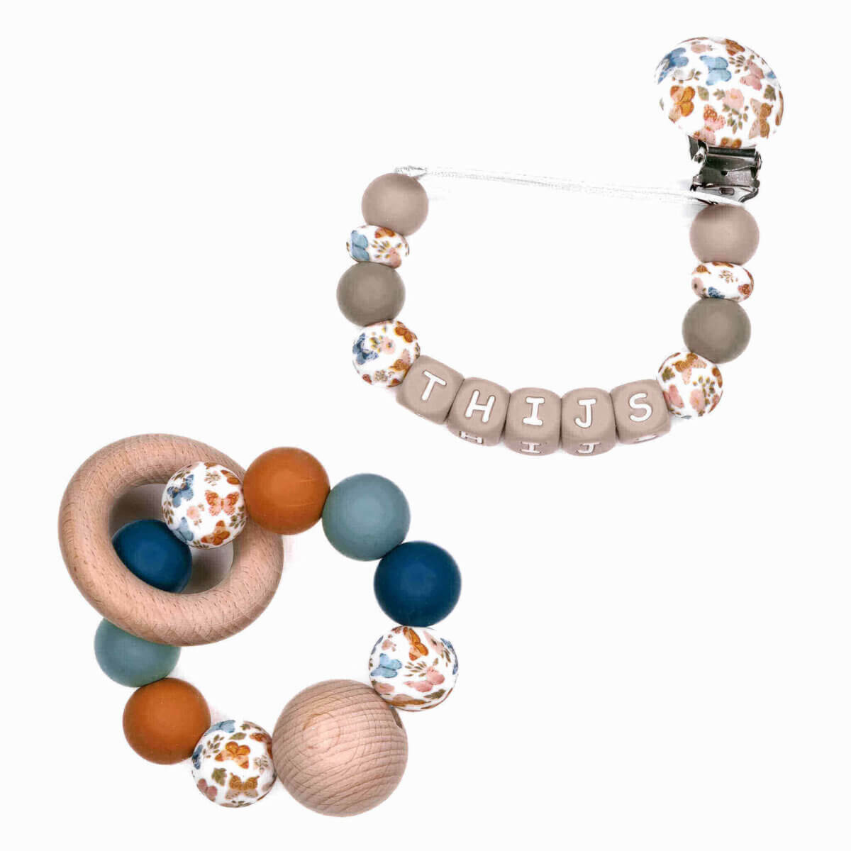 Silconen kralen boho butterfly inspiratie bijtring speenkoord