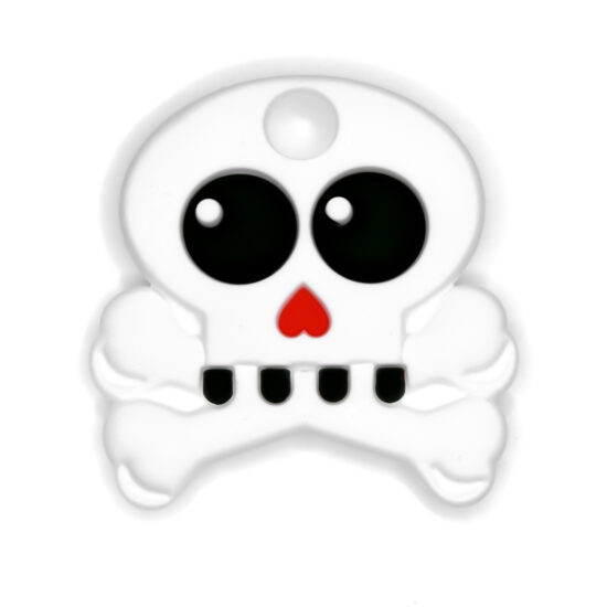 Siliconen bijtfiguur doodshoofd halloween piraat bijtring siliconen kralen bpa vrij groothandel wit