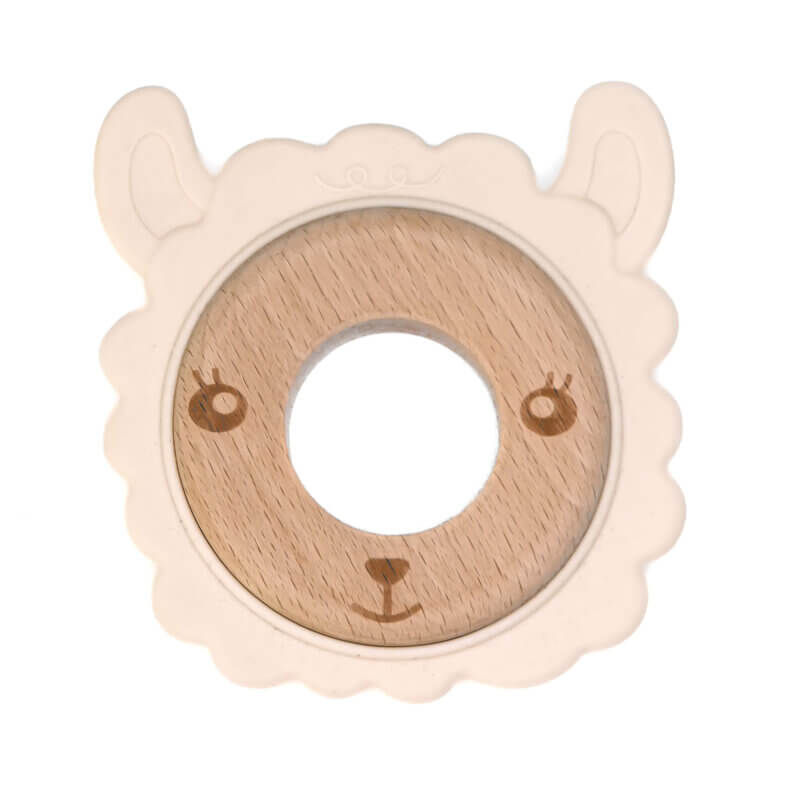 Siliconen bijtring bijtfiguur schaap ivory groothandel bijtfiguur hout wagenspanner bpa vrij