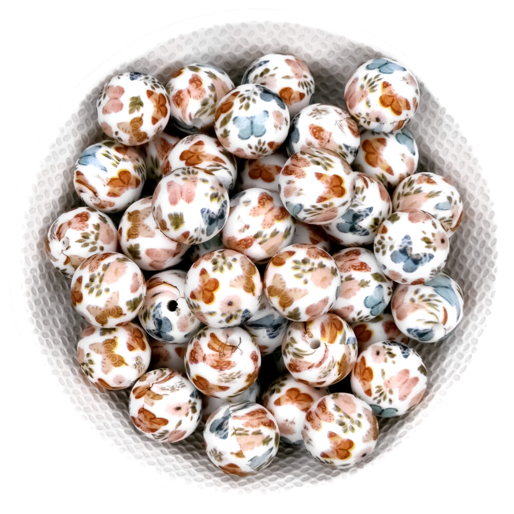 Siliconen kralen Boho Butterfly print groothandel exclusief bpa vrij Jootjes baby veilig overzicht