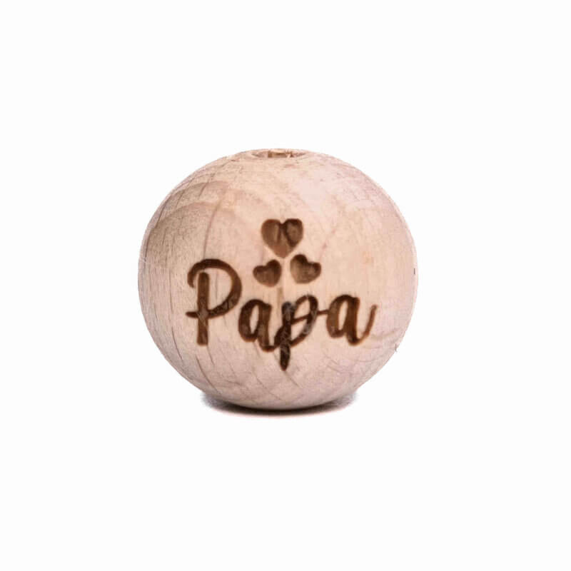 Wooden beads lasered daddy laser wholesale pacifier cord teething ring