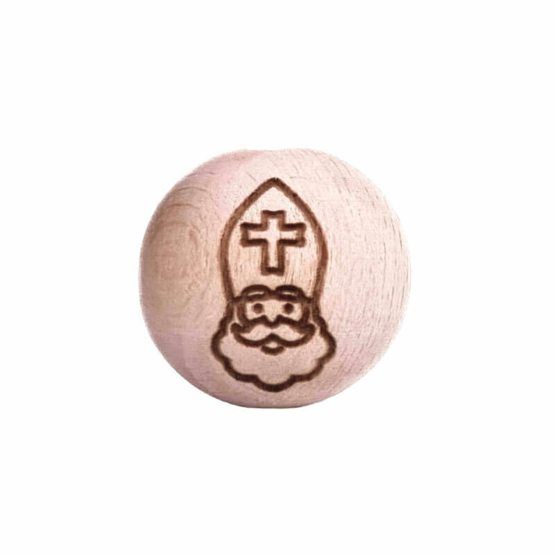 Houten kralen gelaserd sinterklaas laser groothandel speenkoord bijtring