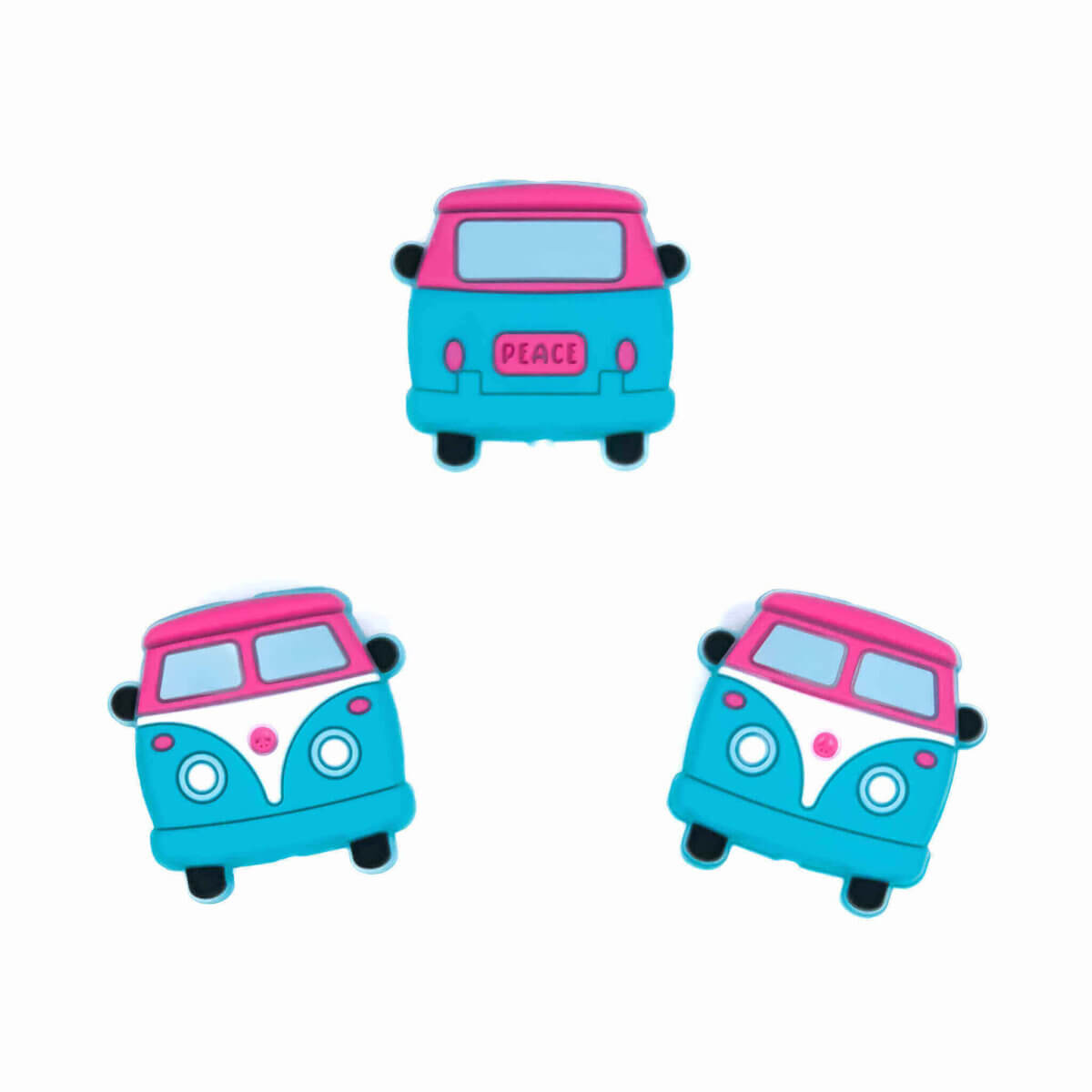 Silikon Perlen Frieden Bus türkis Schnuller Schnur Beißring bpa frei