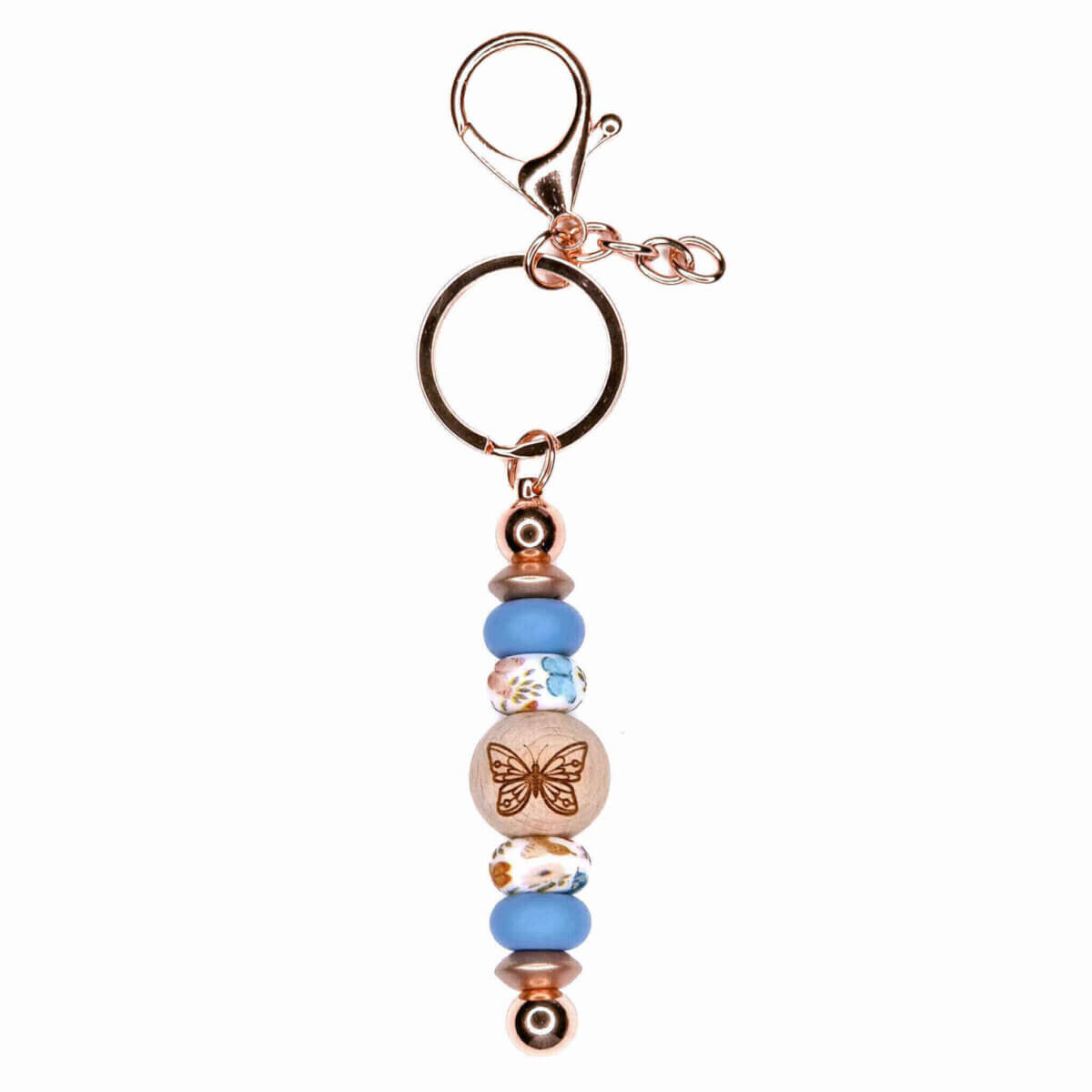 Keychain copper rowable silicone beads wholesale bpa free example butterfly