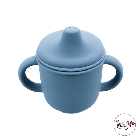 Siliconen drinkbeker tuitbeker littlejo groothandel bpa vrij kraamcadeau poeder blauw