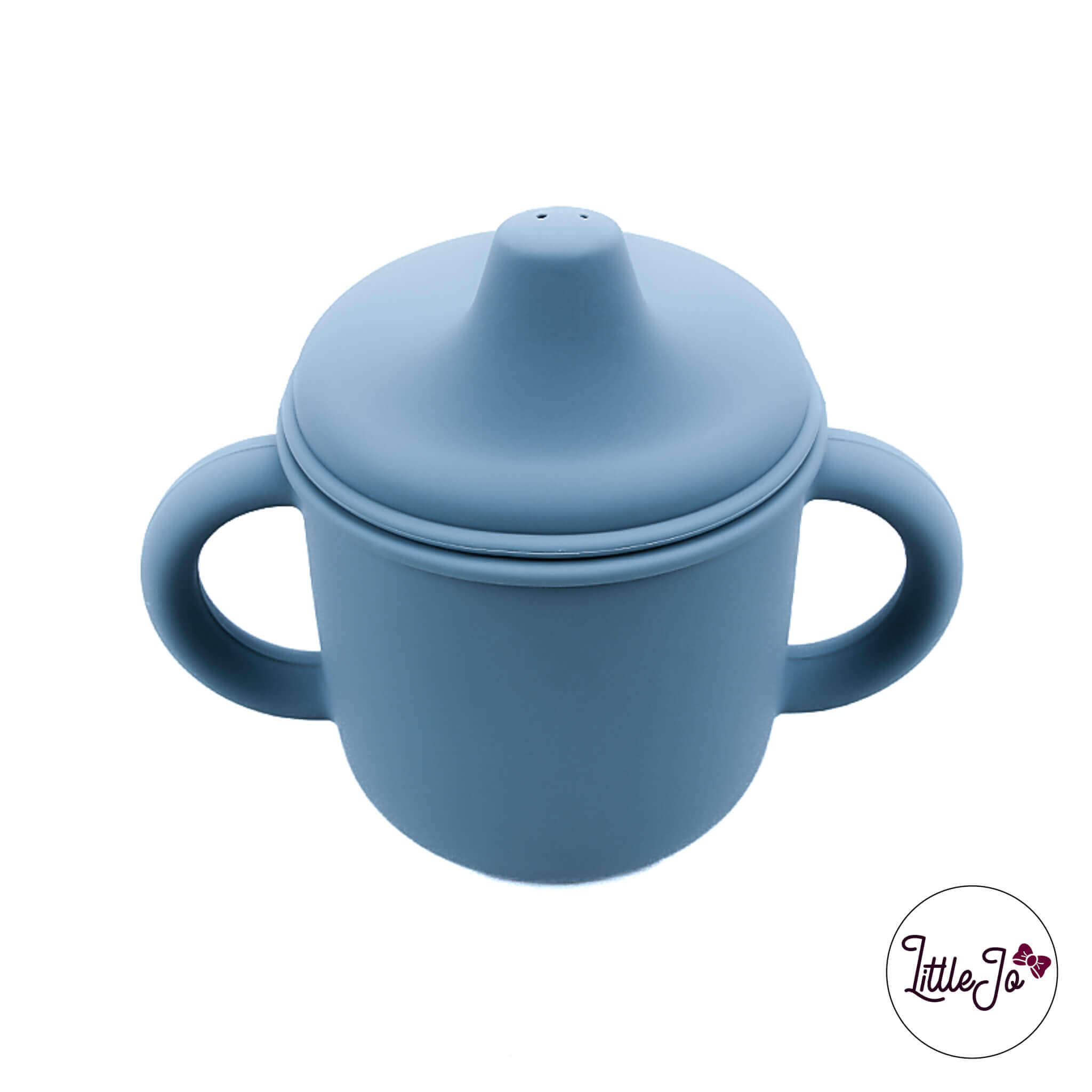 Siliconen drinkbeker tuitbeker littlejo groothandel bpa vrij kraamcadeau poeder blauw