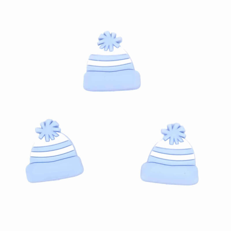 Perles de silicone - Chapeau - Bleu poudré clair