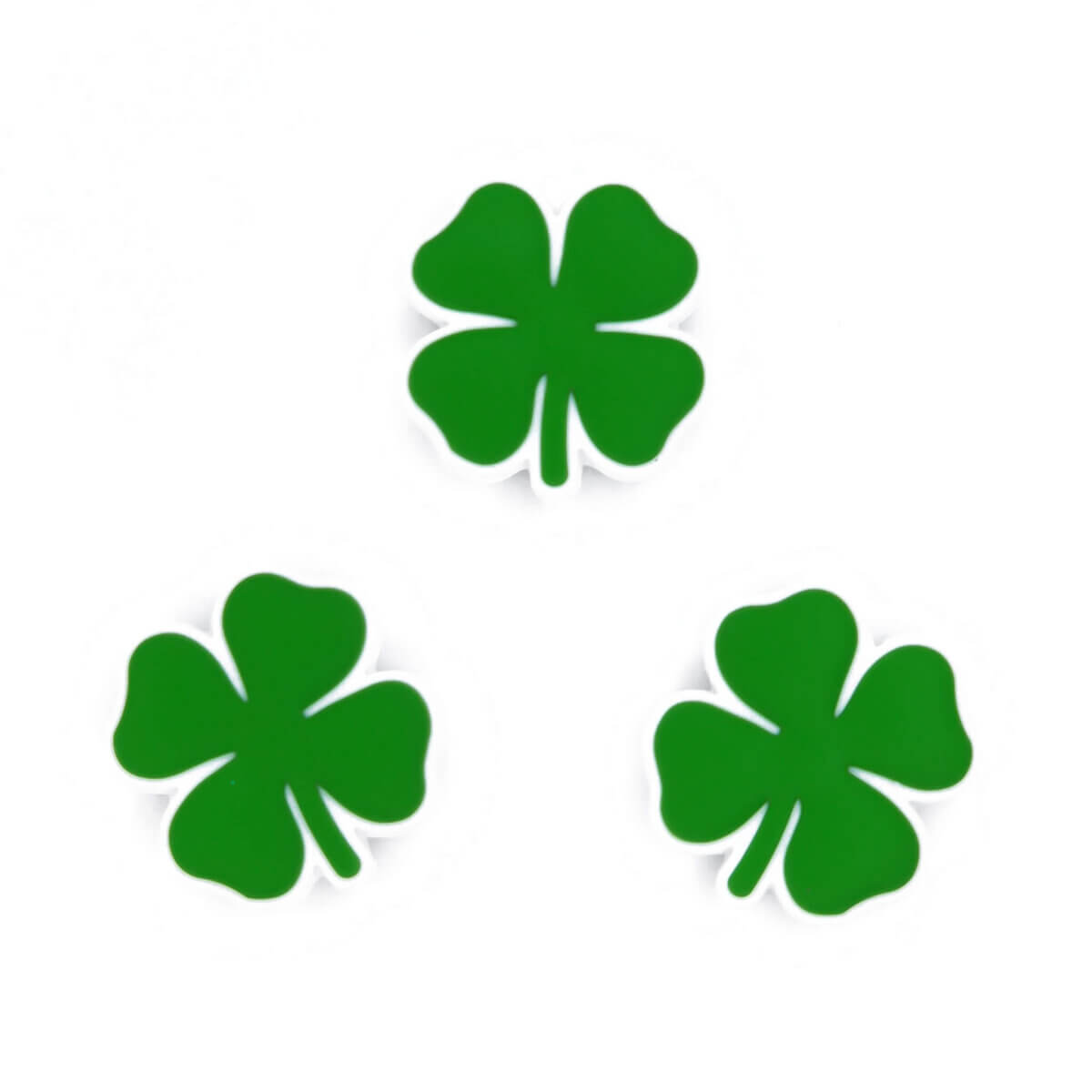 Silicone beads clover 4 luck support success teething ring pacifier cord keychain clover green