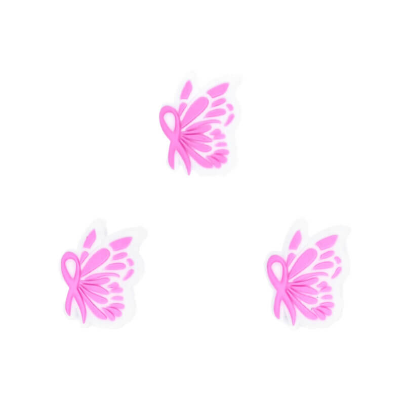 Siliconen kraal pink ribbon luxe kraal sleutelhanger support goede doel