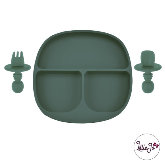Kinderservies Baby BPA LittleJo vrij Bord en Bestek Donker Tijm