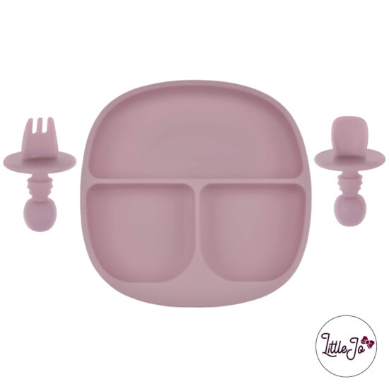 Kinderservies Baby BPA LittleJo vrij Bord en Bestek Oud Roze
