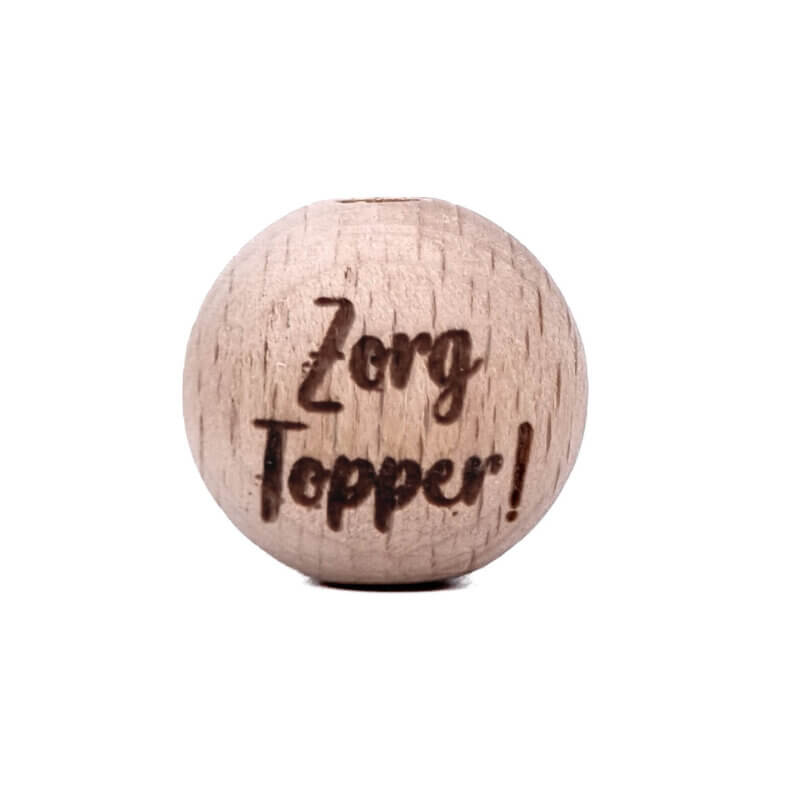 Houten kraal - Gegraveerd - Beukenhout - Zorgtopper! - 20mm
