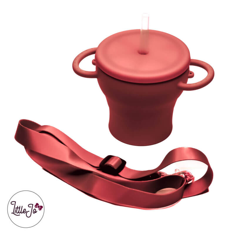 Siliconen snackbeker drinkbeker littlejo bordeaux deluxe combo baby accessoires bpa vrij snoepen