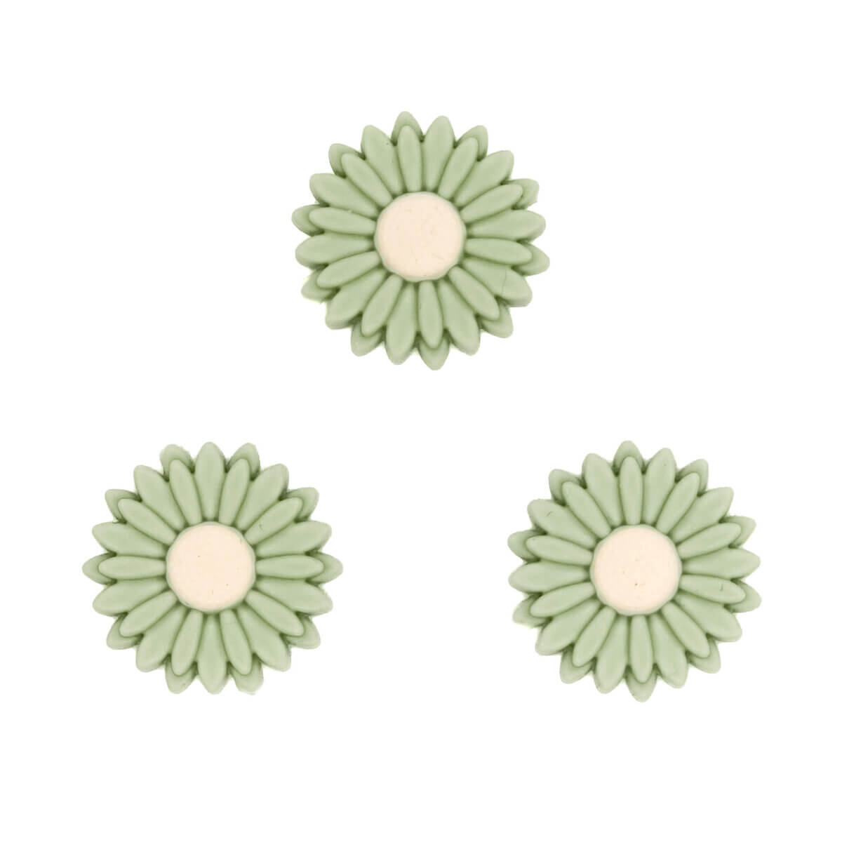 Variante: Blume - 30 mm - Pistazie / Elfenbein Hergestellt aus BPA-freiem Silikon. Völlig frei von schädlichen Chemikalien, wie es die europäischen Prüfkriterien EN-71 vorschreiben, und daher 100% kindersicher. Weitere Informationen zur Verwendung finden Sie am Ende der Seite. Jootjes Haakcadeautjes