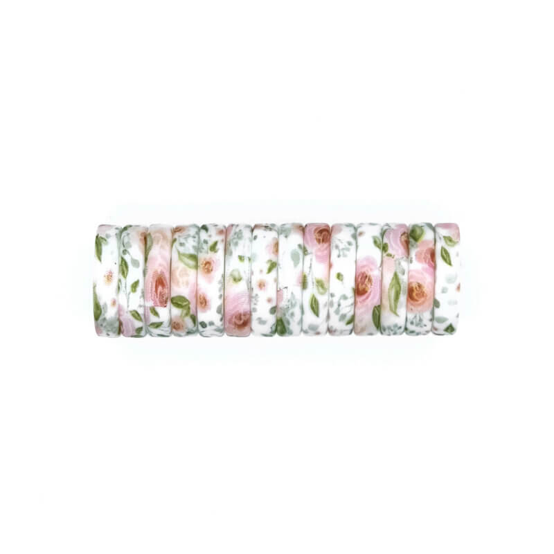 Silikonperlen - Mini-Ring - 14 x 3 mm - Exklusive Jootjes Druck - Rosa Rosen / Roses