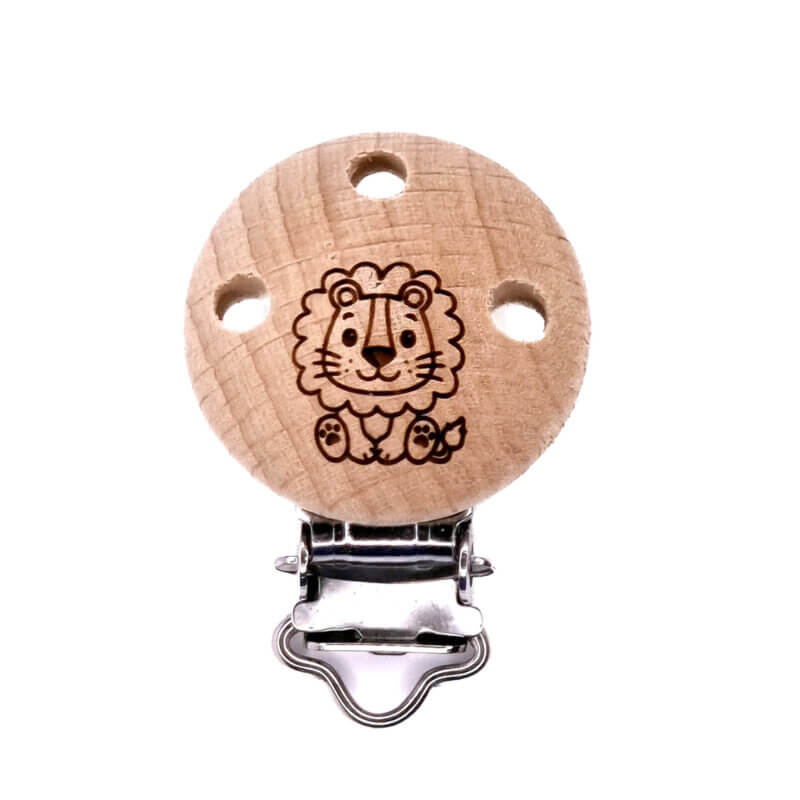 Pacifier Clips engraved lasered lion laser wholesale pacifier cord teething ring