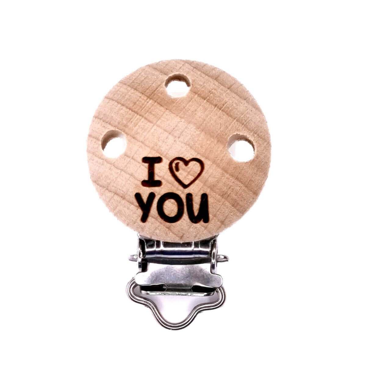 Speenclips gegraveerd gelaserd I love you laser groothandel speenkoord bijtring