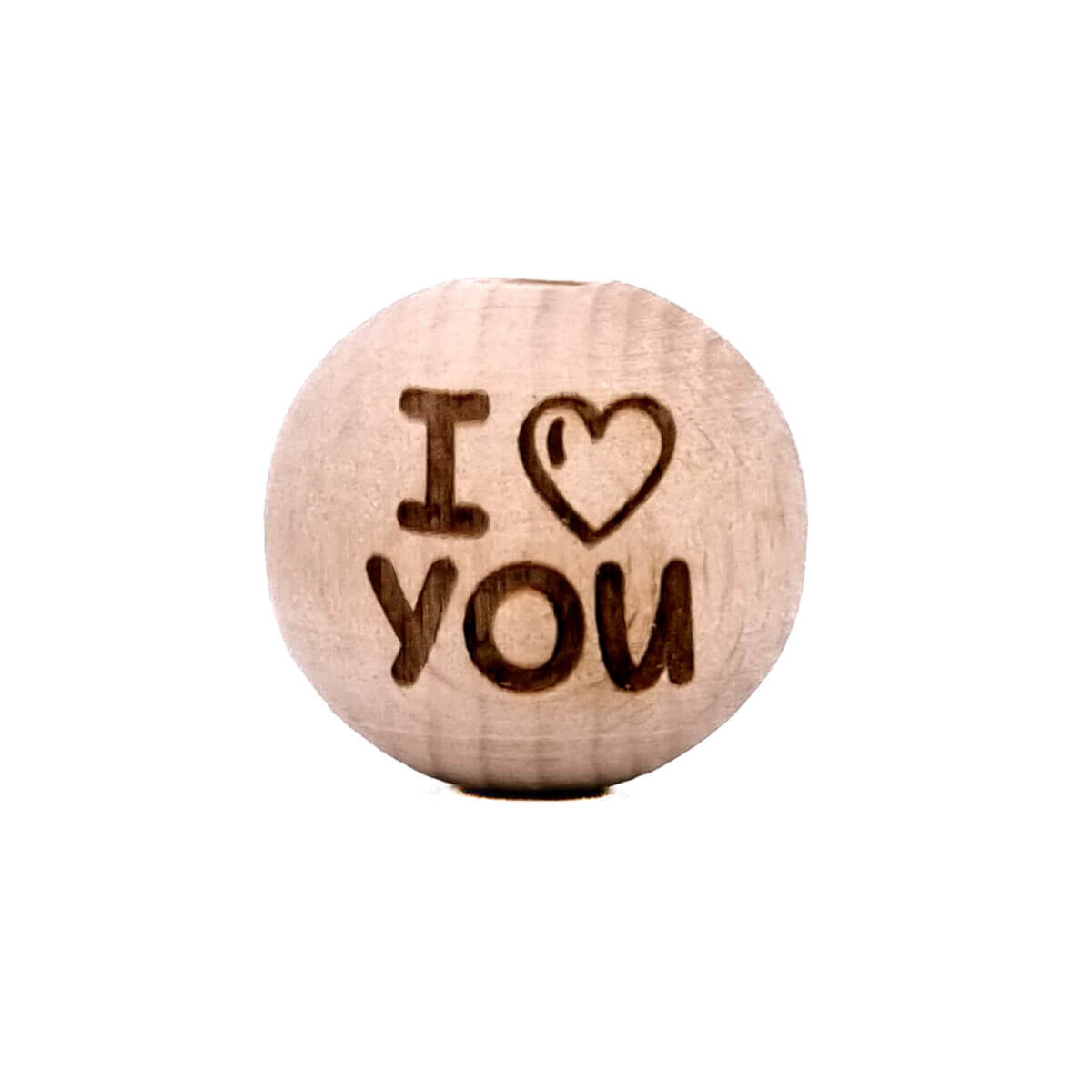 Gravierte Buche Holz Perle Ich liebe dich brandits Laser Großhandel Schnuller Schnur Beißring Schlüsselring Flaschenöffner Wein Stopper