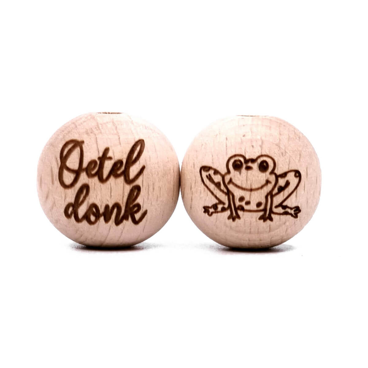 Engraved beech wood bead Oeteldonk brandits laser wholesale pacifier cord teething ring keychain bottle opener wine stopper