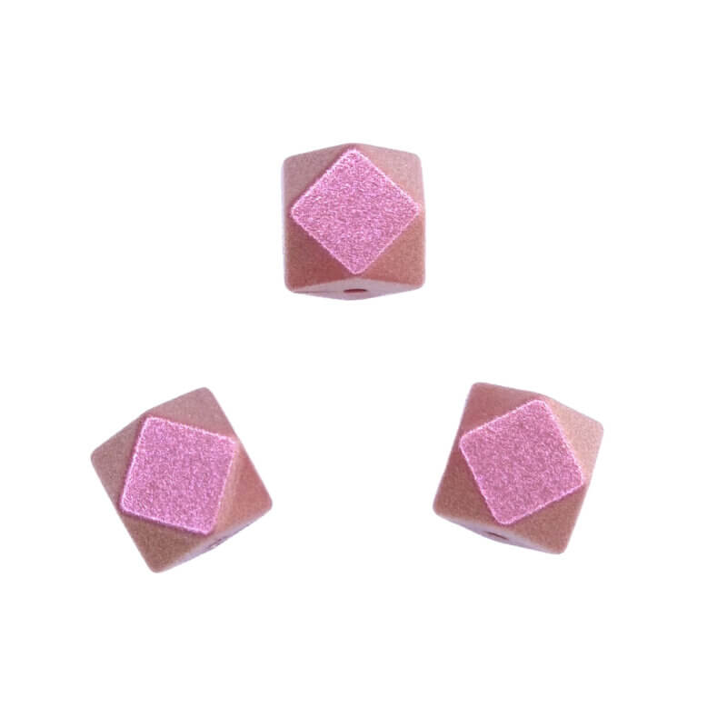 Siliconen kralen parels hexagon 14 mm rosewood siliconen parels groothandel bijtring speenkoord bpa vrij inkopen