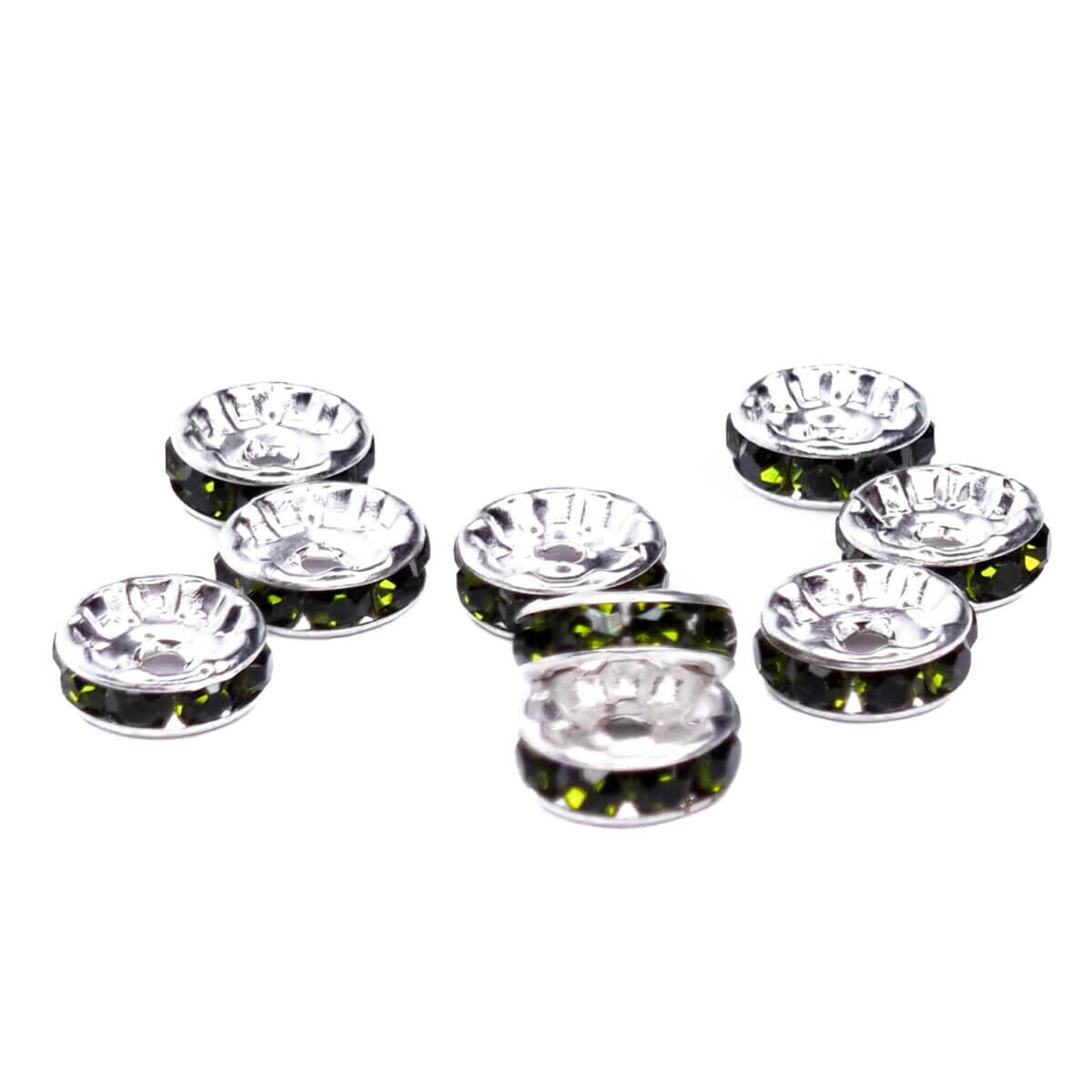 Spacer Pads mit Steinen grün 10 mm Schlüsselanhänger Silikonperlen Großhandel