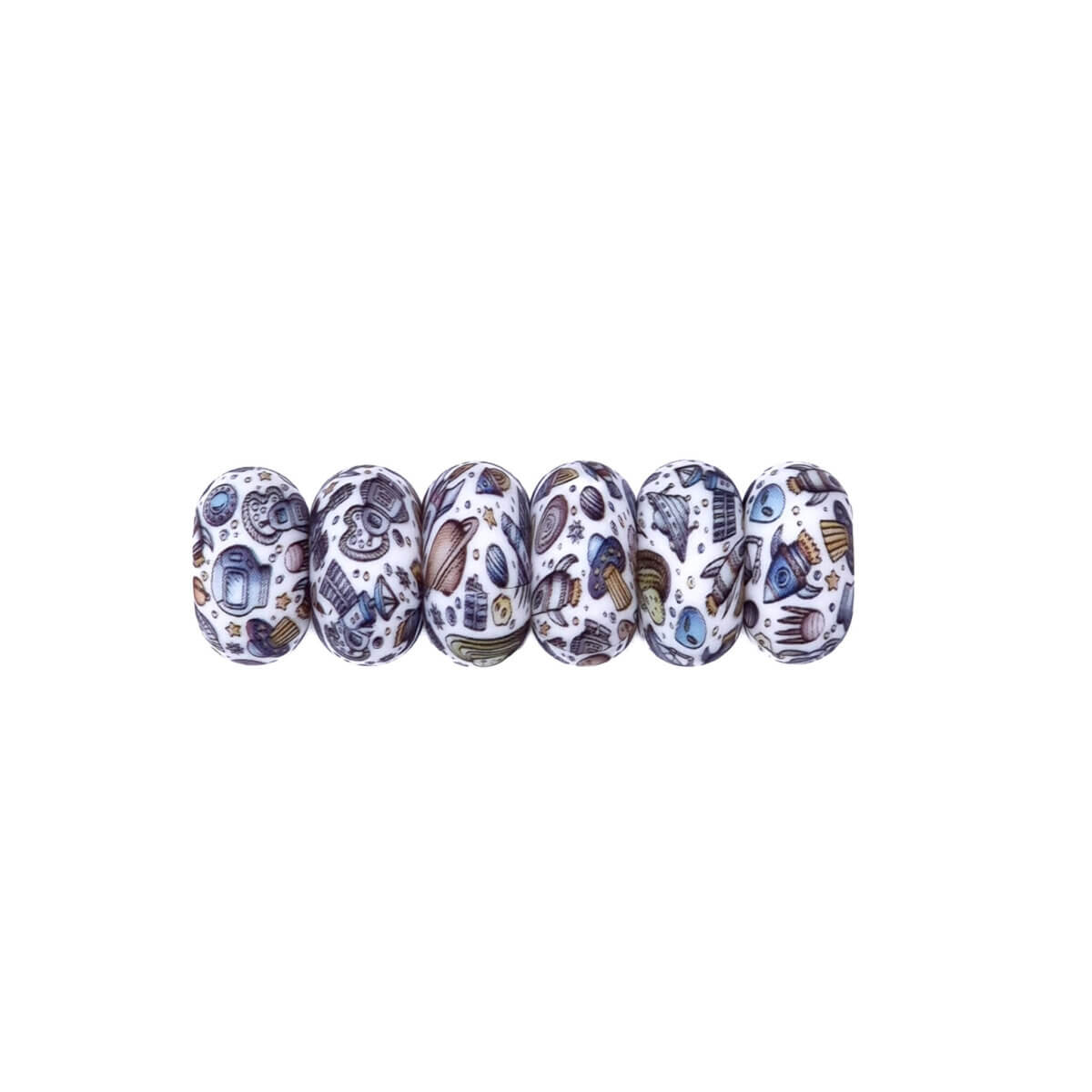 Perles en silicone grossiste bpa free Galaxy Print Attache sucette Anneau de dentition acheter perles abacus 14 mm
