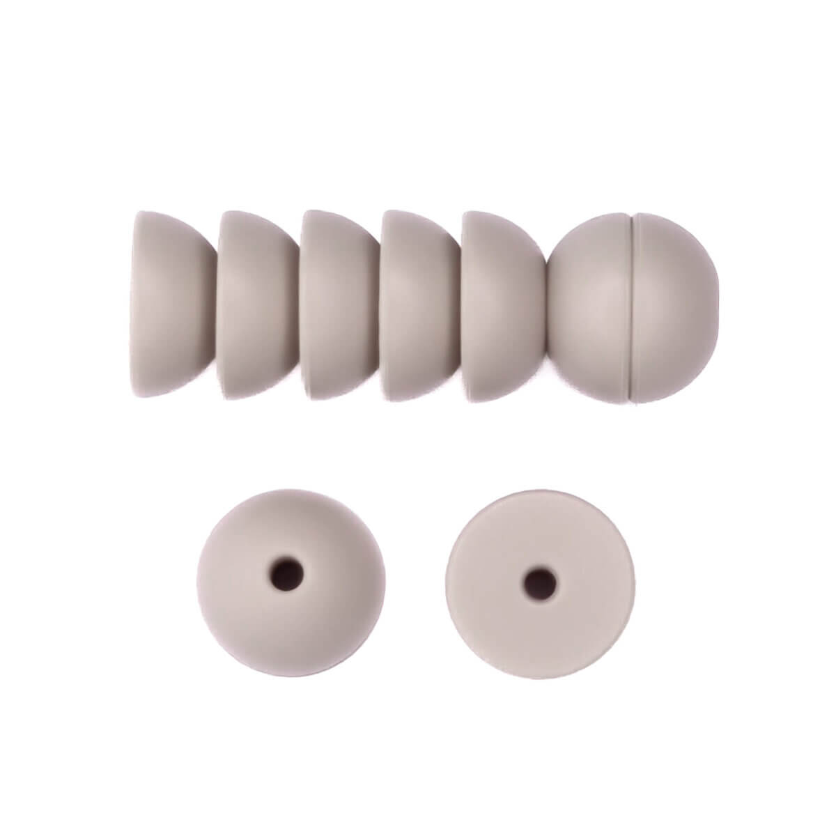 Silicone beads half spheres taupe pacifier cord teething ring wholesale bpa free