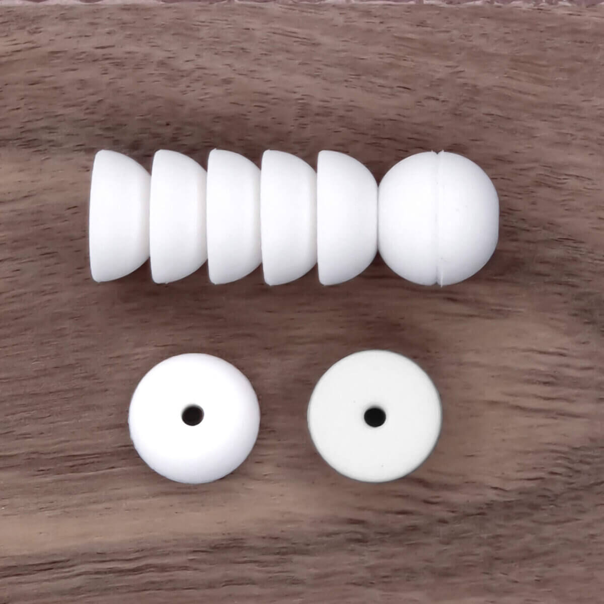 Silicone beads half spheres white pacifier cord teething ring wholesale bpa free