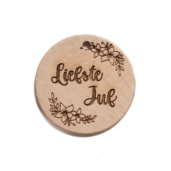 Beuken houten schijfje liefste juf gegraveerd voor sleutelhanger groothandel kralenpen sleutelhanger DIY