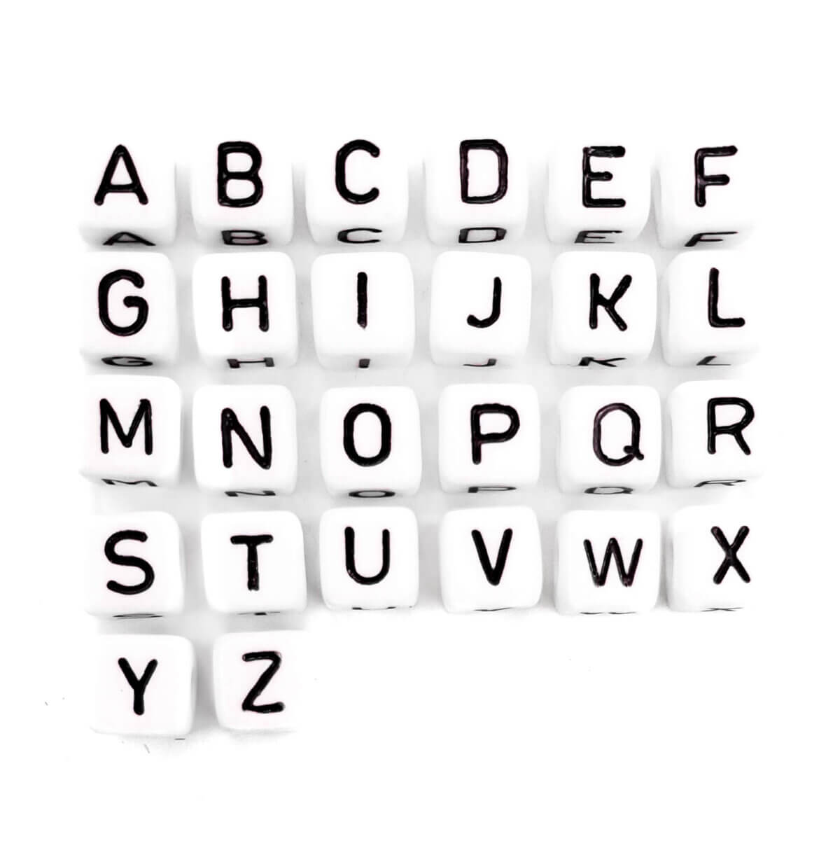 Acrylic letter beads 10 mm white black for keychain bracelet homemade wholesale