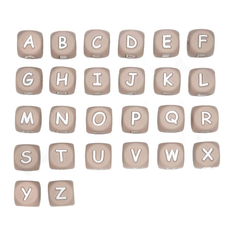 Silicone letter beads pacifier cord wholesale buy taupe