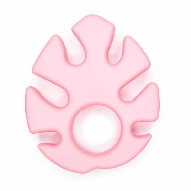 Silicone teething ring - Monstera Leaf - Peach Pink
