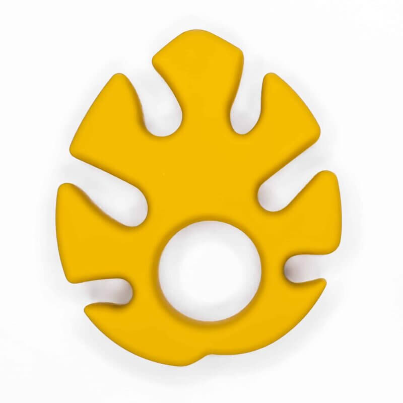 Monstera leaf Silicone teething toy teething figure bpa free wholesale baby ochre yellow