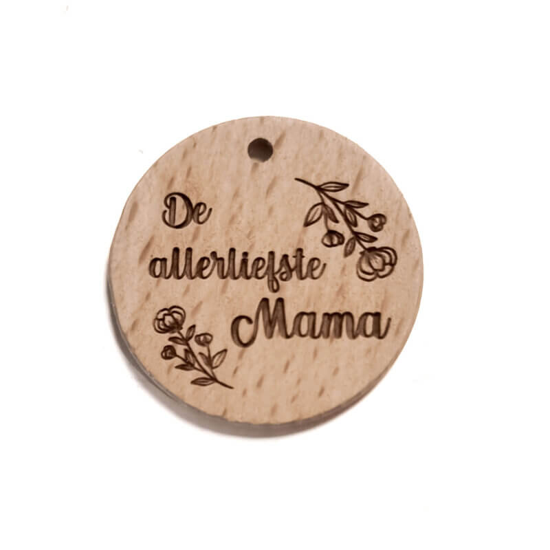 Beuken houten schijfje allerliefste mama gegraveerd voor sleutelhanger groothandel kralenpen sleutelhanger DIY