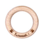 Holzring mit eingraviertem Text Babyquak Frosch Beißring Schnuller Schnur Spieluhr 7 cm
