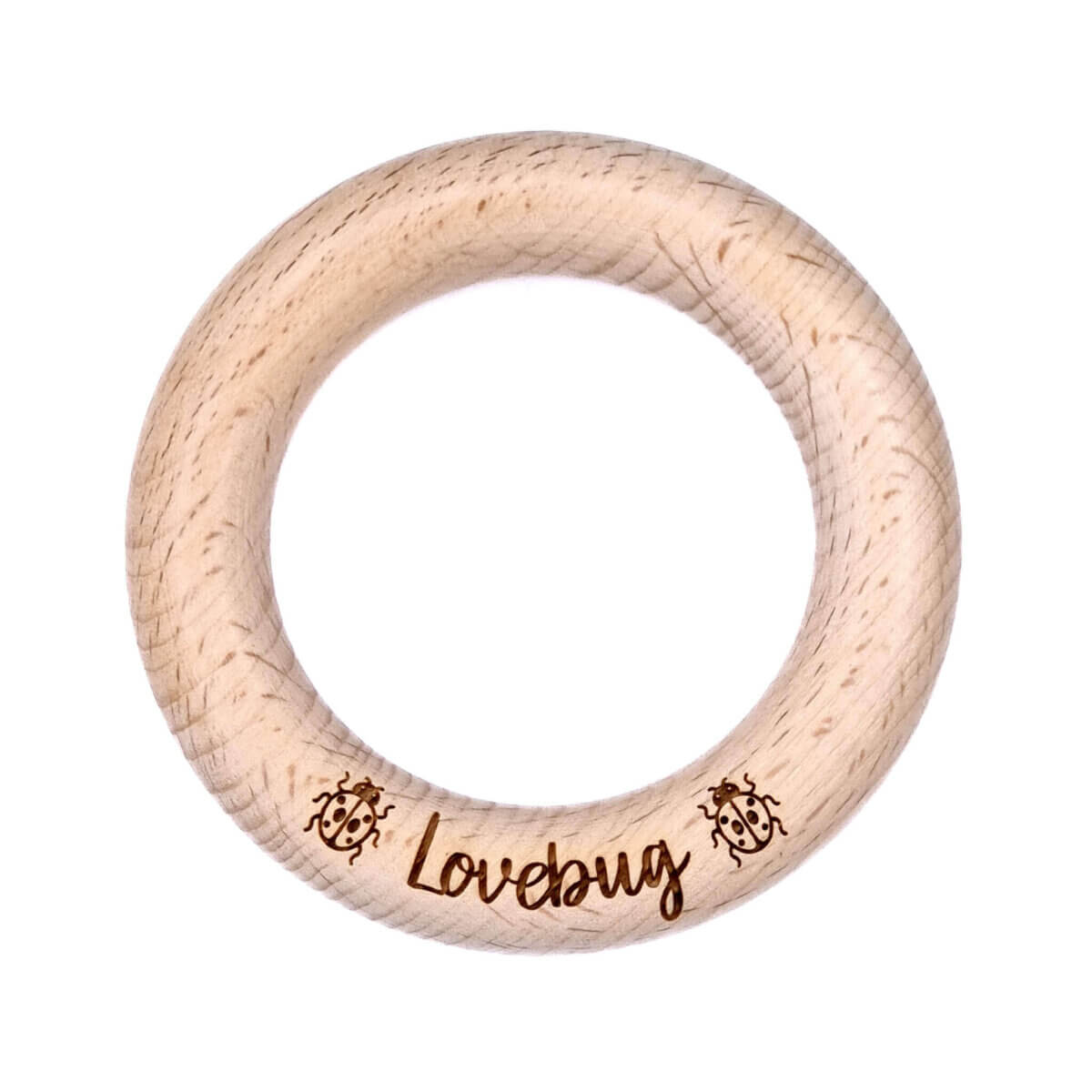 <ul> <li>Holzringe aus Buchenholz, Größe 5,5 cm.</li> <li>Graviert mit Text Lovebug und zweimal Marienkäfer</li> <li>Perfekt für den Rassel-Marienkäfer aus dem Buch Crocheting Animals for Baby - Rosanne Briggeman - KNUFL</li> <li>Hochwertiges, babygerechtes Buchenholz</li> <li>Sicher nach EN-71 und frei von Formaldehyd</li>
</ul> Jootjes Haakcadeautjes